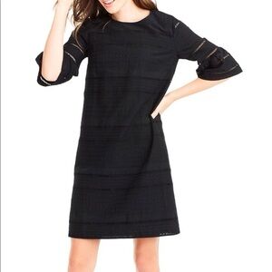 J. Crew Black eyelet bell sleeve flutter Dress
